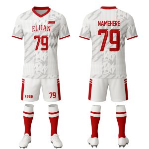 OEM ODM Custom Summer Soccer Jersey Shorts Set with Number Digital Print 100% Polyester Breathable Quick Dry