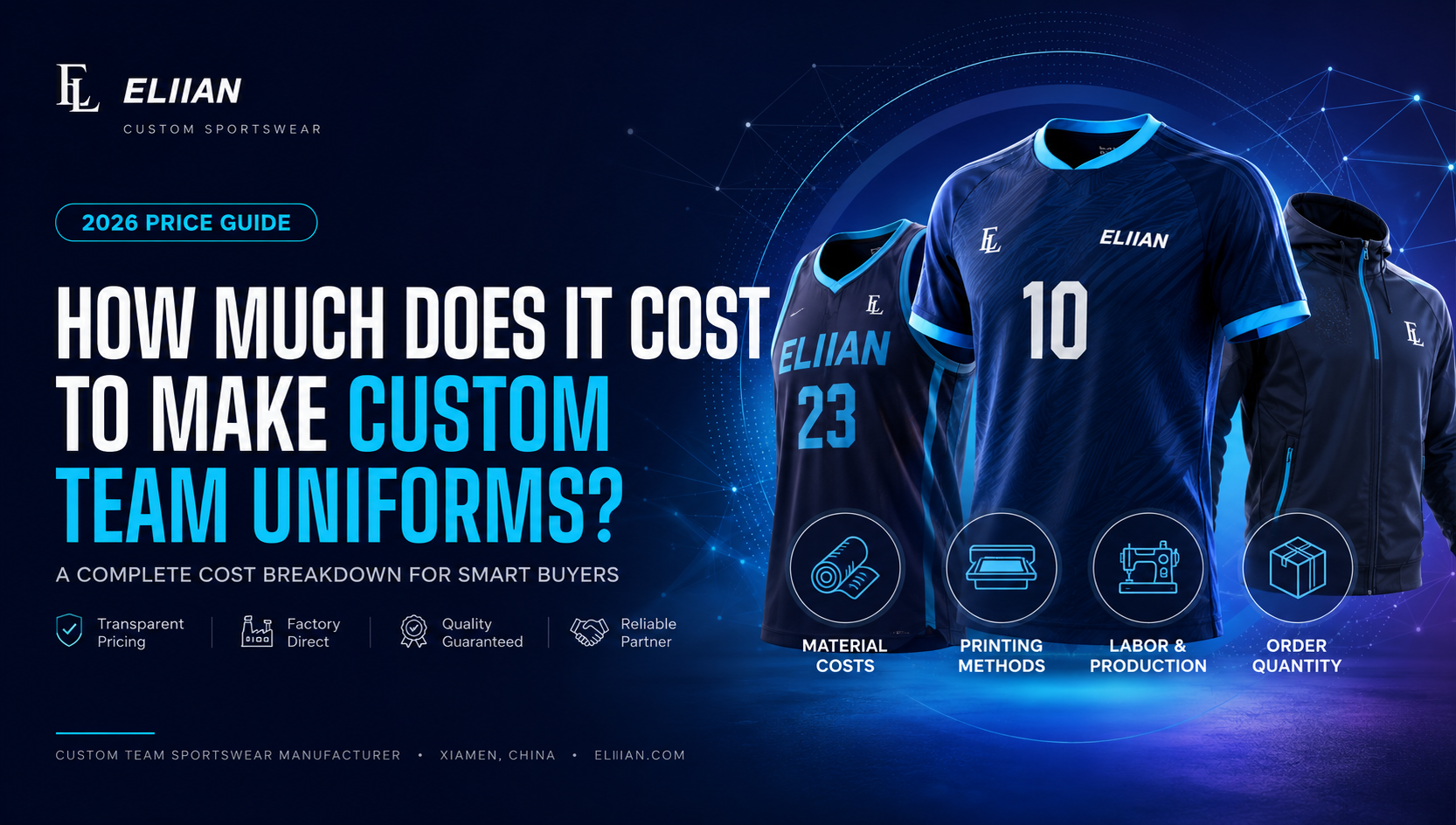 Custom sportswear FAQ: soccer jersey, basketball uniform and training jacket produced by Eliian in Xiamen, China