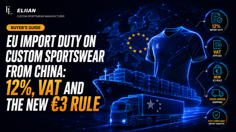 EU Import Duty on Custom Sportswear from China: 12%, VAT and the New €3 Rule