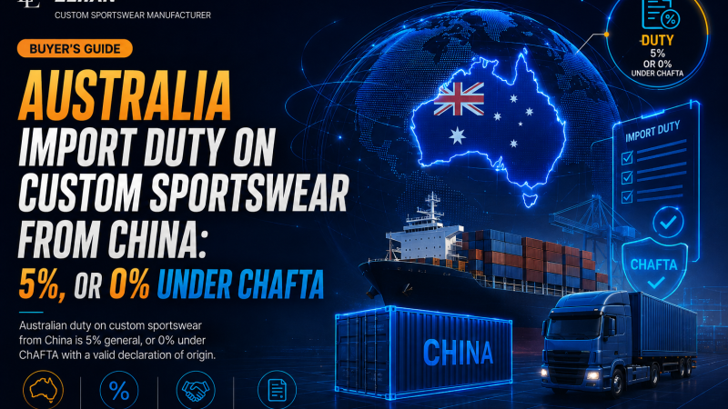 Australia import duty on custom sportswear from China — HS codes, tariff rate and GST guide