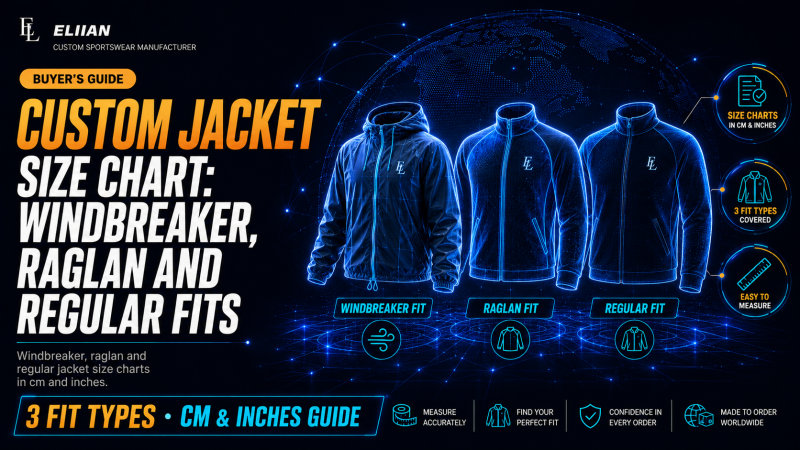 Custom Jacket Size Chart: Windbreaker, Raglan and Regular Fits